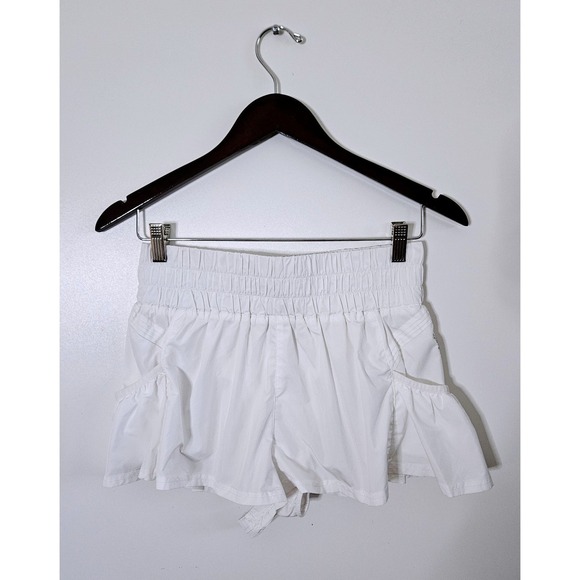 FP Movement by Free People Pants - FP Movement Get Your Flirt On White Athletic Shorts Women's Size Small Ruffled